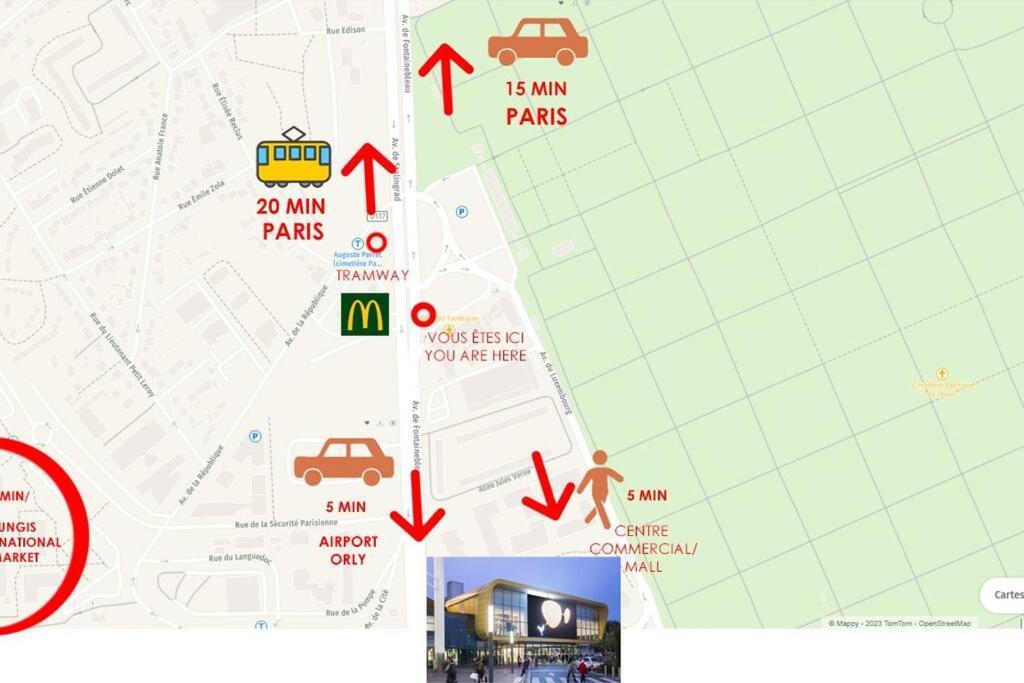 Appartement Paisible Et Bien Situe - Proche Aeroport D'Orly Et Tramway Pour Paris Thiais Exterior photo